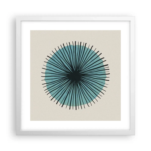 Plakat w białej ramie - Promieniście na błękicie - 40x40 cm