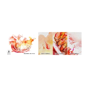 Fototapeta Próbka Premium Canvas - Soczyste orzeźwienie - Abstrakcja, Pomarańcza, Grafika - 100x30 cm