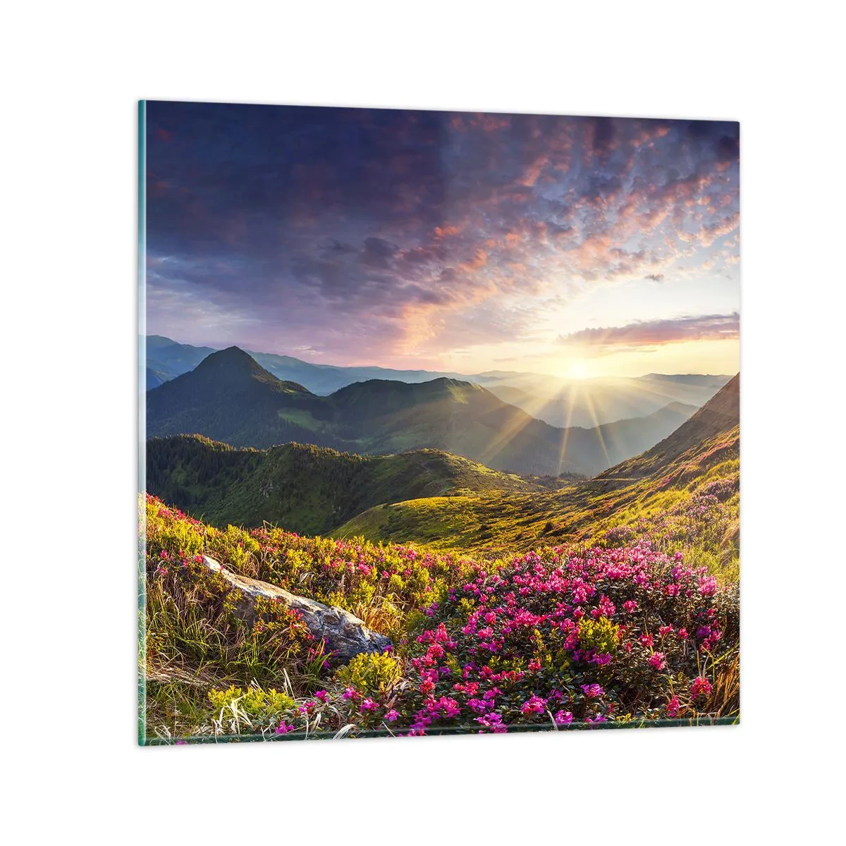 Obraz na szkle - Świeżość górskiego poranka - 30x30 cm