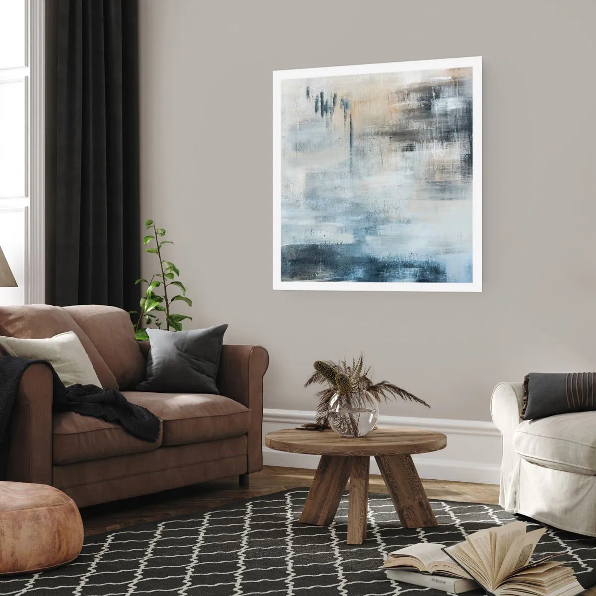 Plakat - Za zasłoną błękitu - 60x60 cm