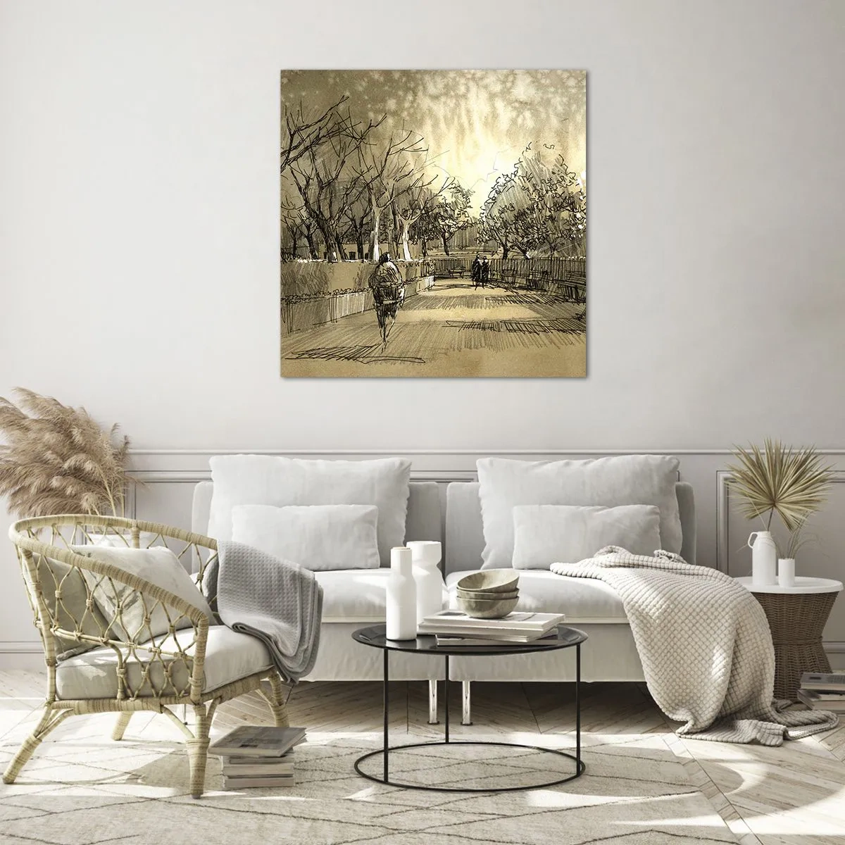 Obraz na szkle - Piórkiem zatrzymana chwila - 70x70 cm