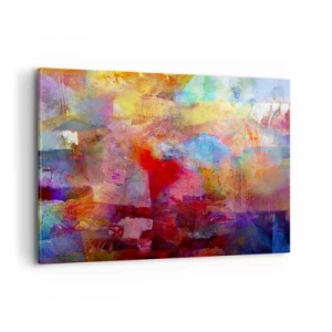 Obraz na płótnie - Kolorowa abstrakcja w ciepłych i chłodnych odcieniach - 120x80cm - Zajrzeć do środka tęczy - Nowoczesna dekoracja ścienna do salonu, kuchni i sypialni ARTTOR