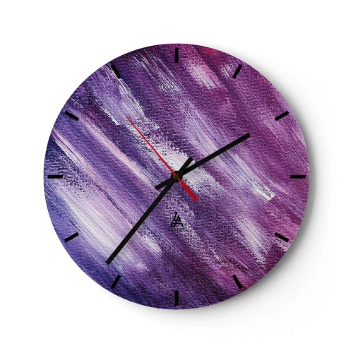 Zegar ścienny - Abstrakcyjne pociągnięcia pędzla w odcieniach fioletu i różu - 30x30cm - Gdy wieje słoneczny wiatr - Nowoczesna dekoracja ścienna do salonu, kuchni i sypialni ARTTOR