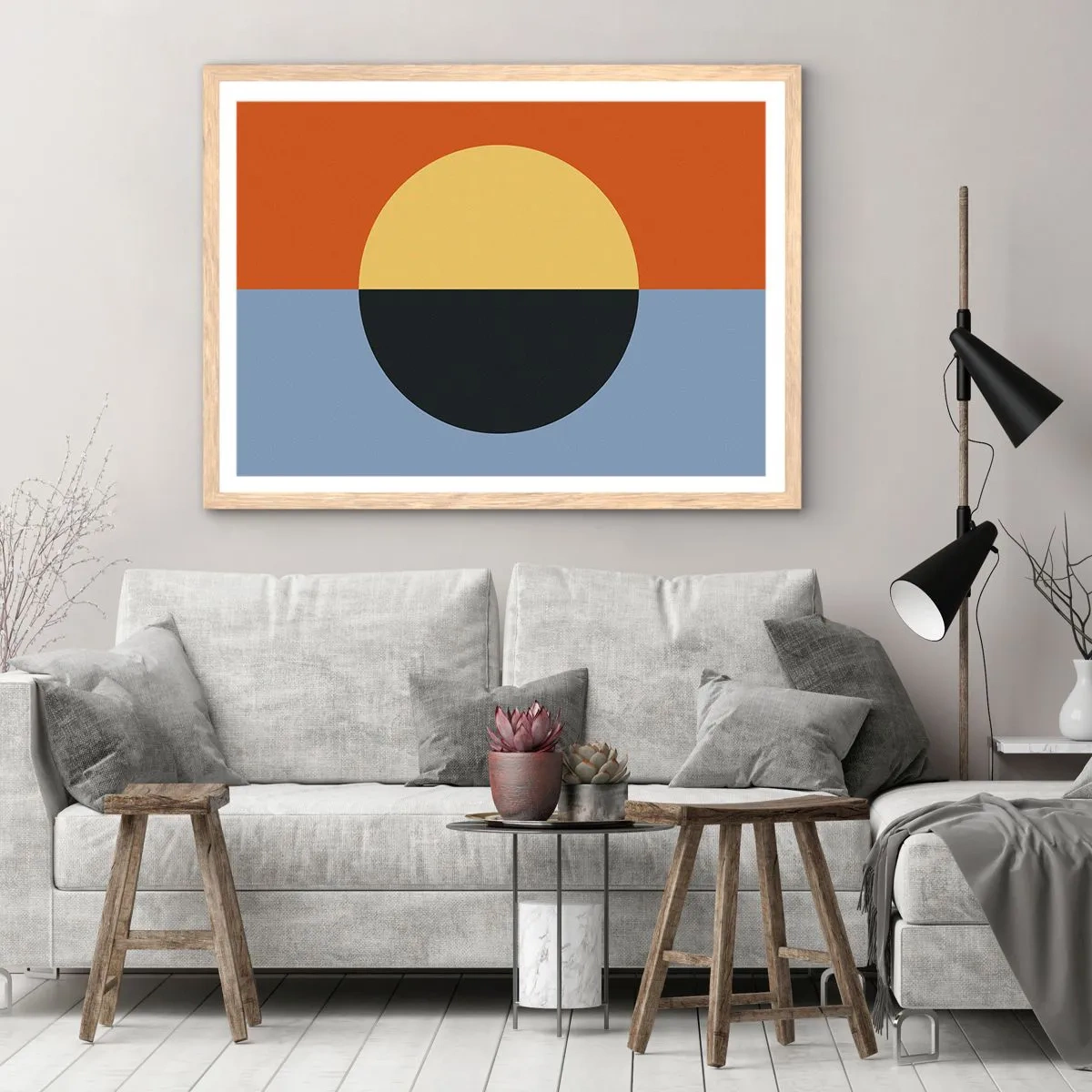 Plakat w ramie jasny dąb - Kompozycja ciepła i chłodu - 70x50 cm
