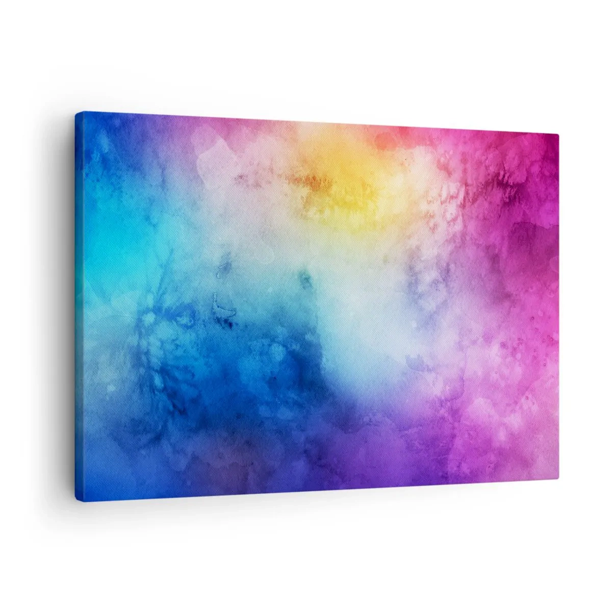 Obraz na płótnie - Abstrakcyjna kompozycja w pastelowych odcieniach różu i błękitu - 70x50cm - Prawie w siódmym niebie - Nowoczesna dekoracja ścienna do salonu i sypialni ARTTOR