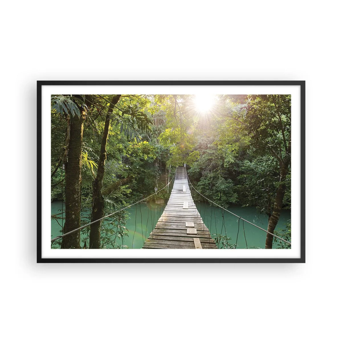 Plakat w czarnej ramie - Nad lazurową wodą do lazurowego lasu - 91x61 cm