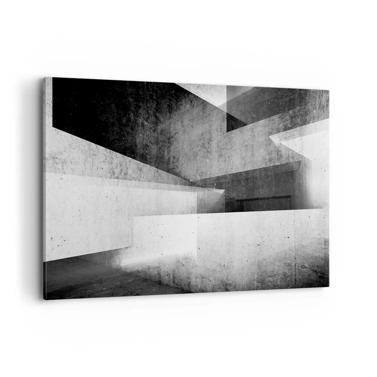 Obraz na płótnie - Geometryczne kształty w monochromatycznej kompozycji - 100x70cm - Struktura przestrzeni - Nowoczesna dekoracja ścienna do salonu, kuchni i sypialni ARTTOR