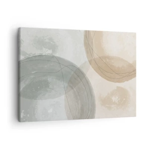 Obraz na płótnie - Abstrakcyjna kompozycja w pastelowych barwach z liniami - 70x50cm - Przenikanie światów - Nowoczesna dekoracja ścienna do salonu i sypialni ARTTOR