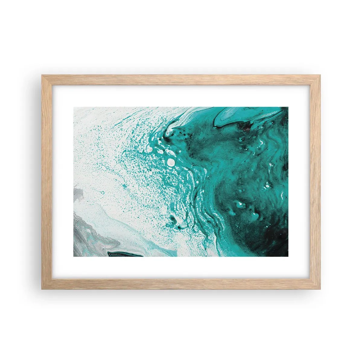 Plakat w ramie jasny dąb - Rozpłynąć się w bieli i turkusie - 40x30 cm