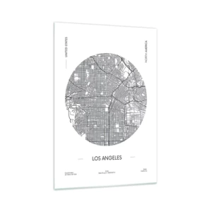 Obraz na szkle - Mapa Los Angeles w minimalistycznym, czarno-białym stylu - 70x100cm - Anatomia Los Angeles - Nowoczesna dekoracja ścienna do salonu i sypialni ARTTOR