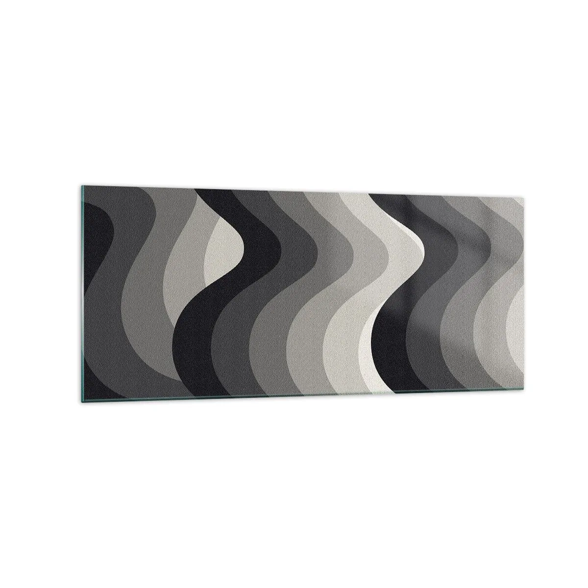 Obraz na szkle - Czarno-białe faliste wzory w odcieniach szarości - 120x50cm - Fala za falą - Nowoczesna dekoracja ścienna do salonu i sypialni ARTTOR