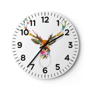 Zegar ścienny - Łagodny jelonek skąpany w kolorze - 40x40 cm