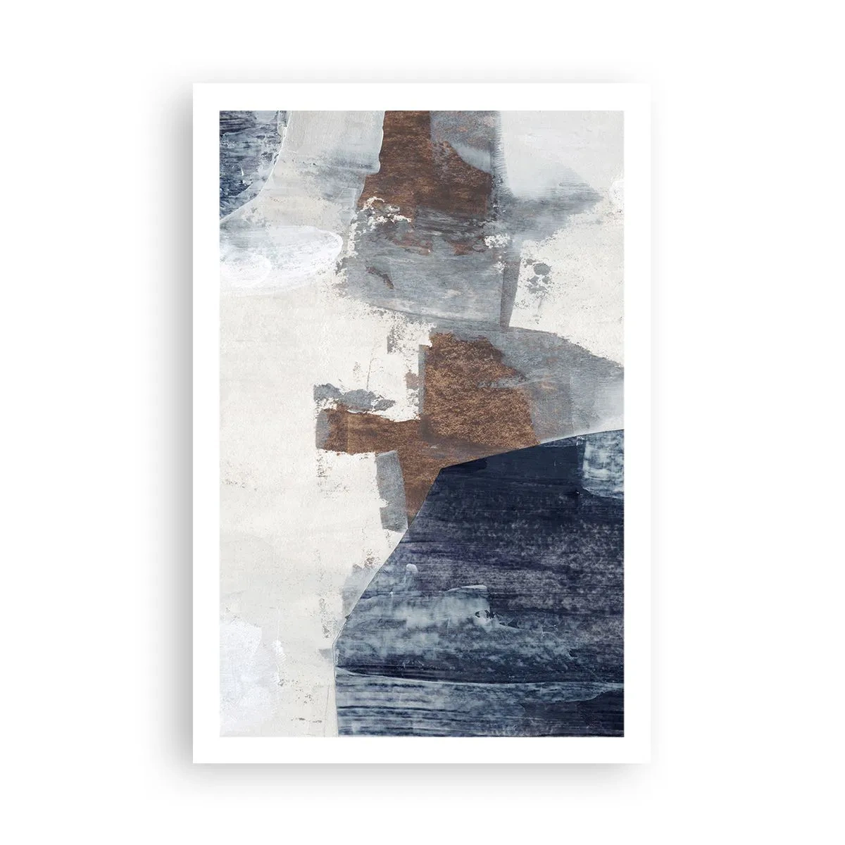 Plakat - Błękitno-brunatne kształty - 61x91 cm