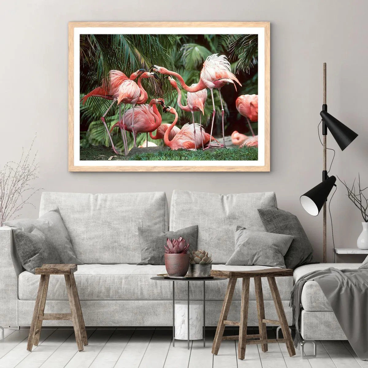 Plakat w ramie jasny dąb - Popołudniowe ploteczki - 70x50 cm