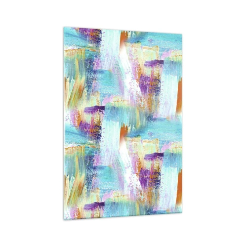 Obraz na szkle - Kolorowa abstrakcja z dynamicznymi pociągnięciami pędzla - 70x100cm - Pogodny mazaniec-przekładaniec - Nowoczesna dekoracja ścienna do salonu i sypialni ARTTOR