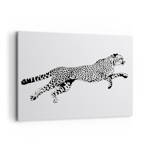 Obraz na płótnie - Minimalistyczna grafika geparda w ruchu - 100x70cm - Najszybszy na Ziemi - Nowoczesna dekoracja ścienna do salonu, kuchni i sypialni ARTTOR