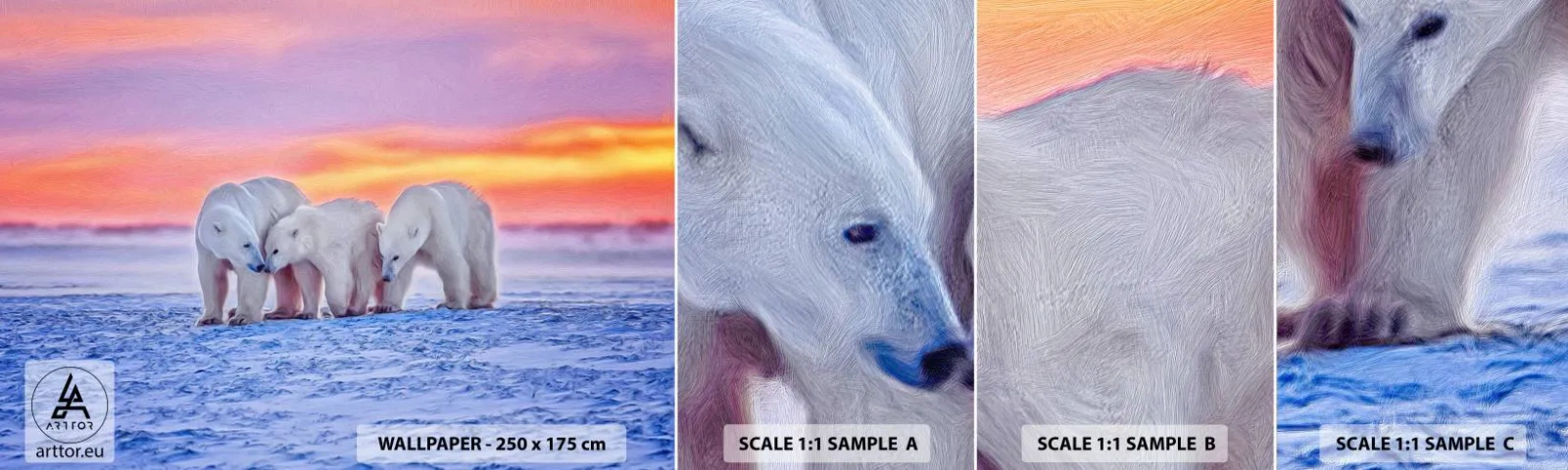 Fototapeta Próbka Standard Eco - Wystarczy rodzinne ciepło - Zwierzęta, Niedźwiedź Polarny, Śnieg - 100x30 cm