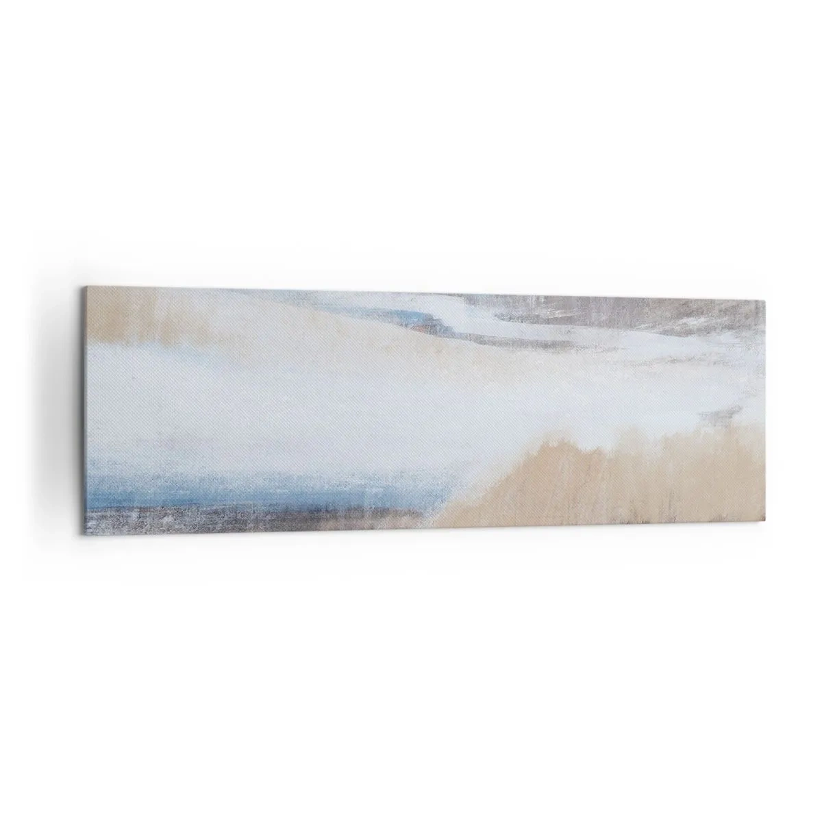 Obraz na płótnie - Abstrakcyjny krajobraz zimowy w odcieniach bieli i błękitu - 160x50cm - Zimowa kompozycja - Nowoczesna dekoracja ścienna do salonu i sypialni ARTTOR