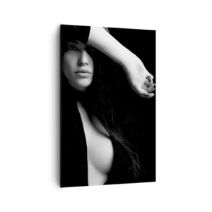Obraz na płótnie - Stylowy portret kobiety w czarno-białej tonacji - 80x120cm - Szkoła uwodzenia - Nowoczesna dekoracja ścienna do salonu i sypialni ARTTOR