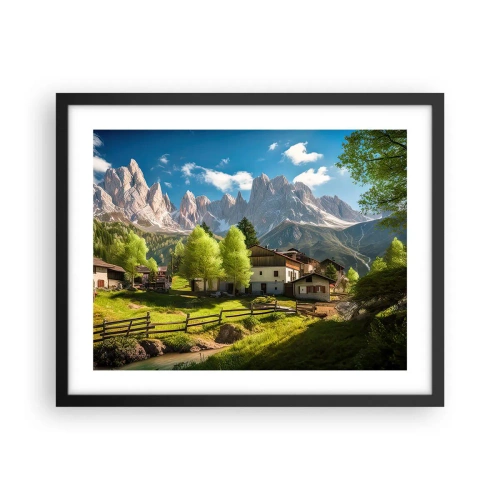 Plakat w czarnej ramie - Alpejska sielanka - 50x40 cm