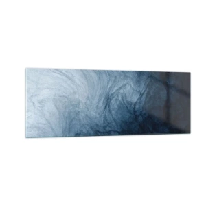 Obraz na szkle - Abstrakcyjna kompozycja w odcieniach błękitu i granatu - 140x50cm - W głąb sięgnąć - Nowoczesna dekoracja ścienna do salonu i sypialni ARTTOR