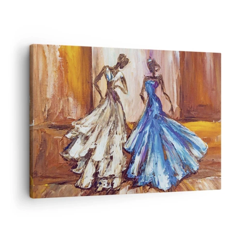 Obraz na płótnie - Postacie w sukniach wieczorowych w artystycznym stylu - 70x50cm - Wdzięczny duet - Nowoczesna dekoracja ścienna do salonu i sypialni ARTTOR