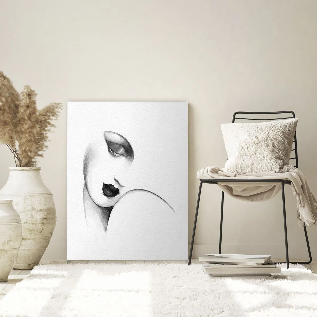 Obraz na szkle - Subtelny portret kobiety w monochromatycznym stylu - 70x100cm - W stylu Łempickiej - Nowoczesna dekoracja ścienna do salonu i sypialni ARTTOR