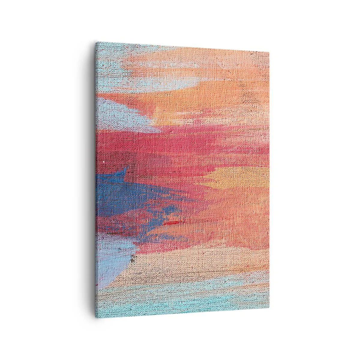 Obraz na płótnie - Abstrakcyjna kompozycja z pociągnięciami pędzla w pastelowych barwach - 50x70cm - Spłynąć tęczą - Nowoczesna dekoracja ścienna do salonu, kuchni i sypialni ARTTOR