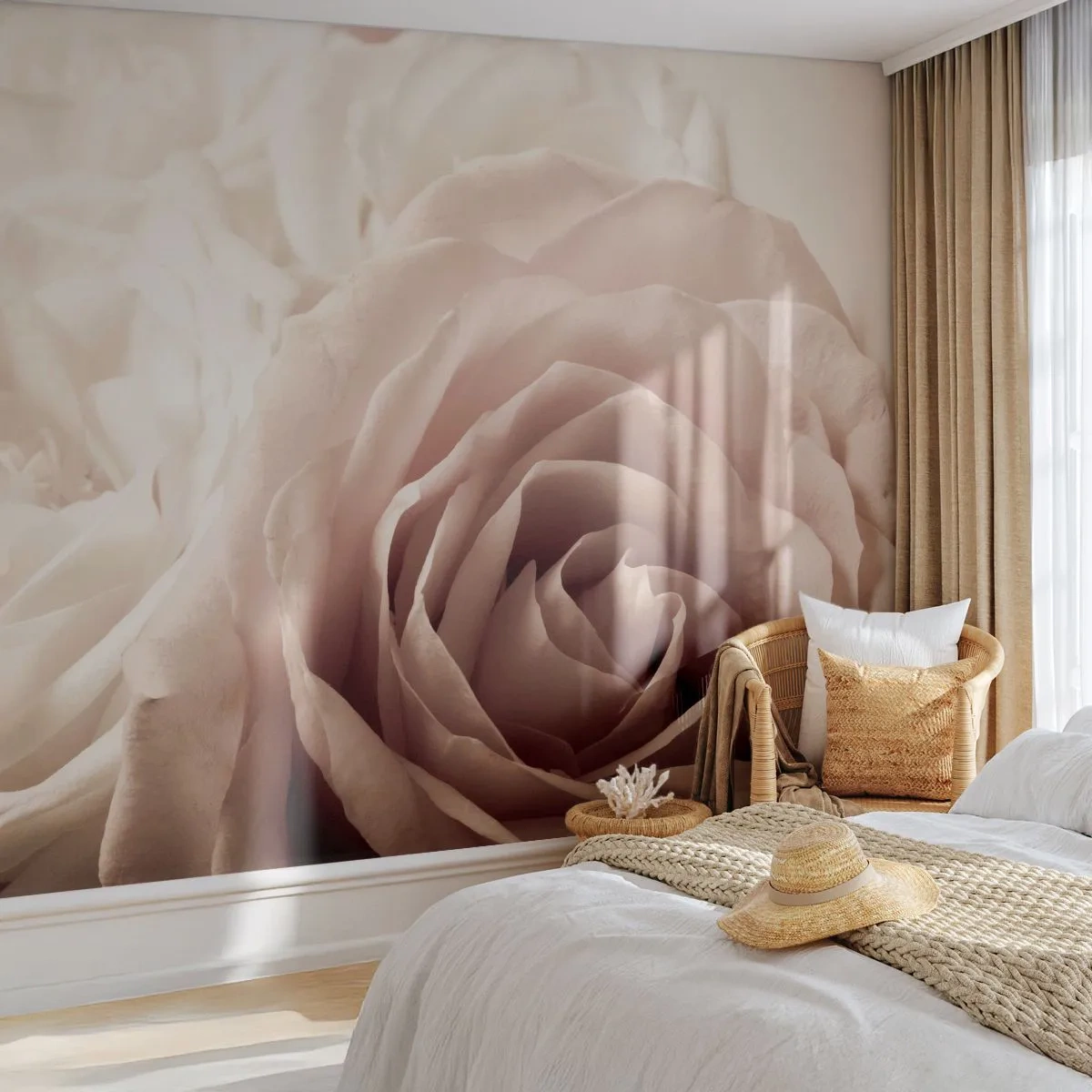 Fototapeta Premium Sand - W sercu róży - Róże, Kwiaty, Romantyczny - 100x70 cm