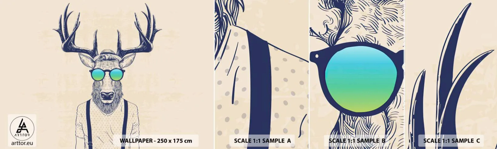 Fototapeta Próbka Samoprzylepna Deluxe Sticker - A kogo się spodziewałeś? - Abstrakcja, Sztuka, Jeleń - 100x30 cm