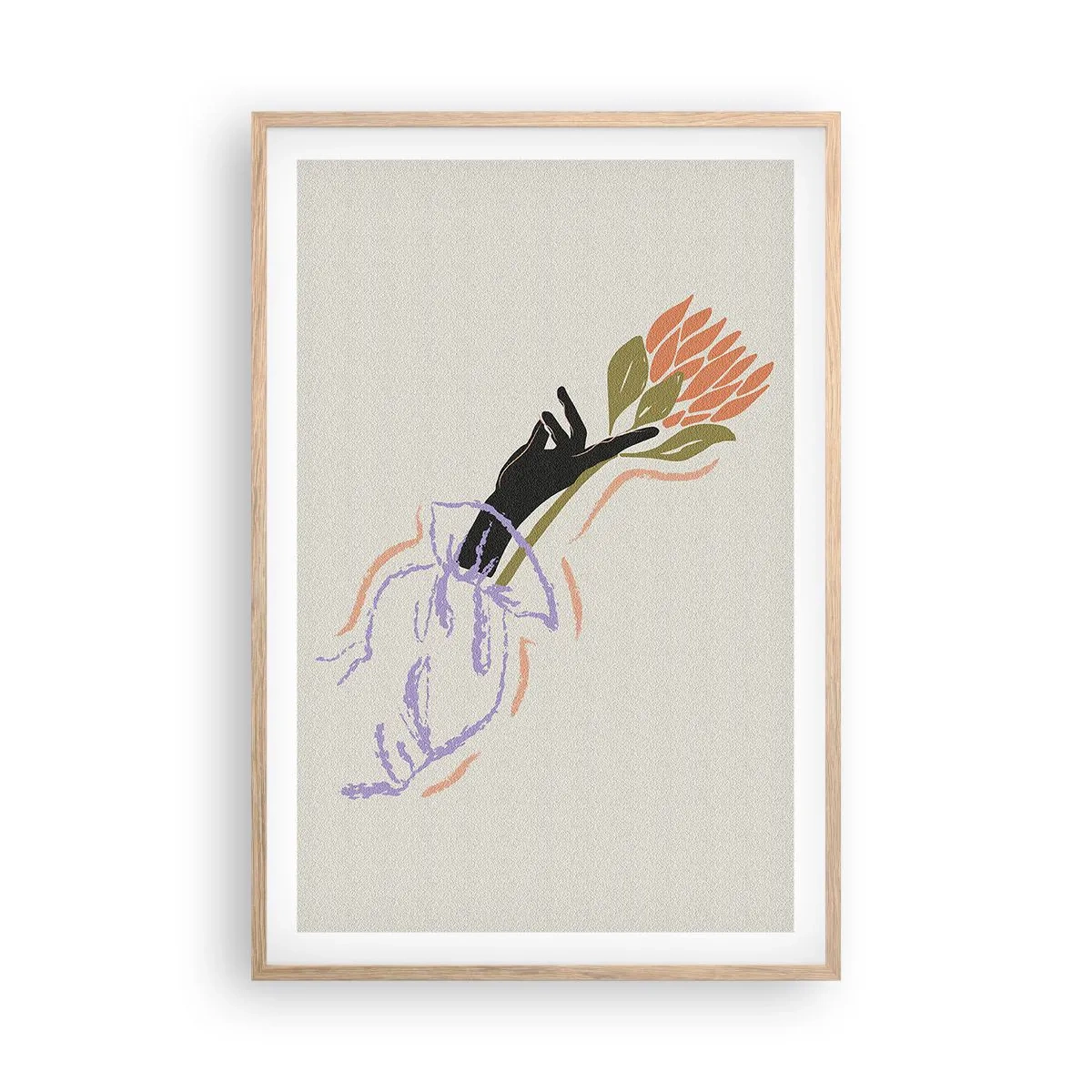 Plakat w ramie jasny dąb - Siostrzany dotyk - 61x91 cm
