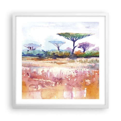 Plakat w białej ramie - Kolory sawanny - 50x50 cm