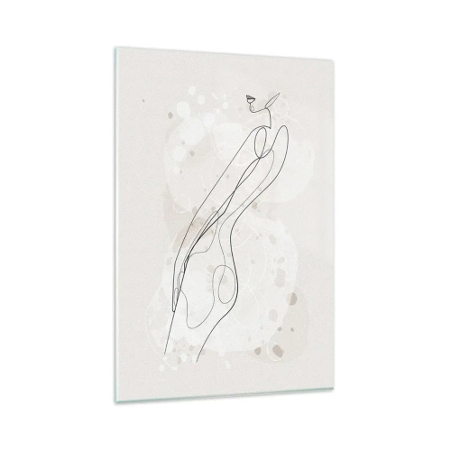 Obraz na szkle - Subtelny szkic sylwetki w minimalistycznym stylu - 80x120cm - Pobłądzić spojrzeniem - Nowoczesna dekoracja ścienna do salonu i sypialni ARTTOR