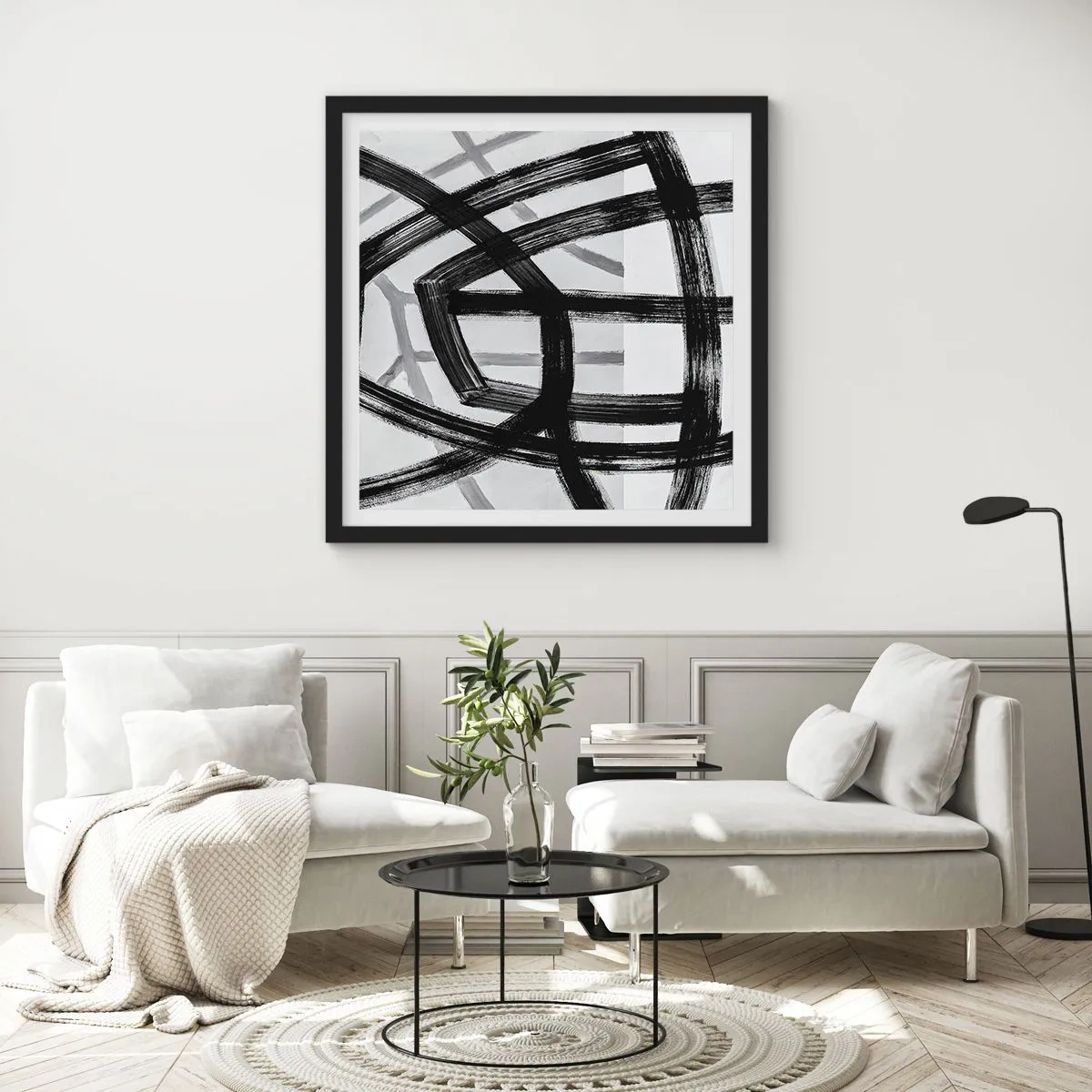 Plakat w czarnej ramie - Budowanie głębi - 30x30 cm