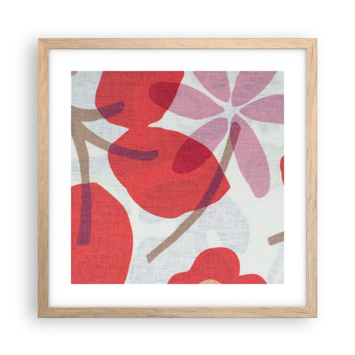 Plakat w ramie jasny dąb - Kompozycja kwiatowa w różu - 40x40 cm