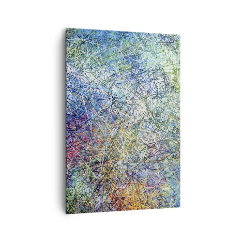 Obraz na płótnie - Abstrakcyjna kompozycja z wielokolorowymi liniami i teksturami - 70x100cm - To nie takie proste - Nowoczesna dekoracja ścienna do salonu i sypialni ARTTOR