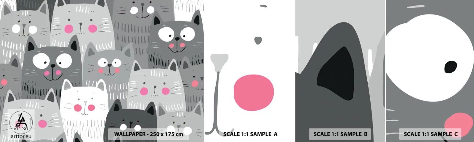 Fototapeta Próbka Samoprzylepna Deluxe Sticker - Koci świat - Dla Dzieci, Kot, Zwierzęta - 100x30 cm