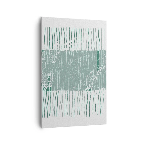 Obraz na płótnie - Geometryczny wzór w odcieniach morskiej zieleni i bieli - 80x120cm - Abstrakcja morska - Nowoczesna dekoracja ścienna do salonu i sypialni ARTTOR