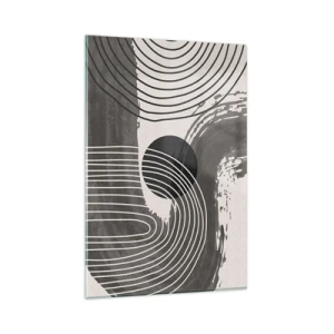 Obraz na szkle - Geometryczne linie i owale w monochromatycznych odcieniach - 80x120cm - Owal zwycięża - Nowoczesna dekoracja ścienna do salonu i sypialni ARTTOR