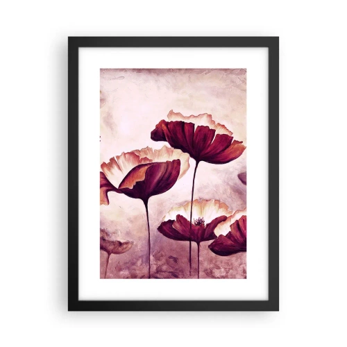 Plakat w czarnej ramie - Płatek czerwony i biały - 30x40 cm