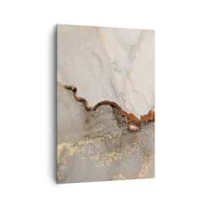 Obraz na płótnie - Abstrakcyjny motyw z odcieniami złota i szarości - 70x100cm - Na granicy barw - Nowoczesna dekoracja ścienna do salonu i sypialni ARTTOR