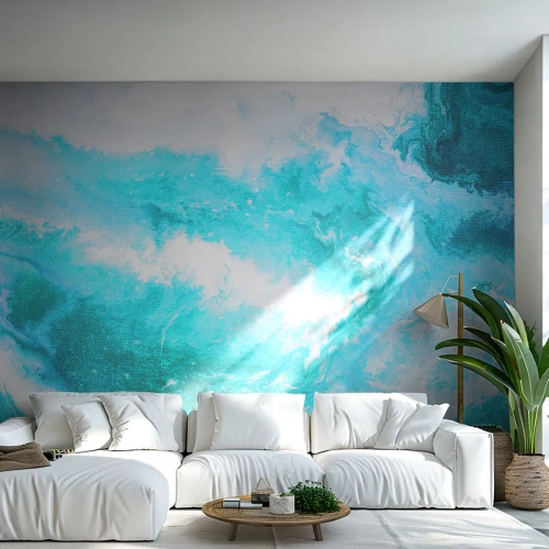Fototapeta Premium Canvas - Abstrakcyjny wir w odcieniach błękitu - 100x70cm - W jądrze żywiołu - Nowoczesna dekoracja ścienna do salonu i sypialni ARTTOR
