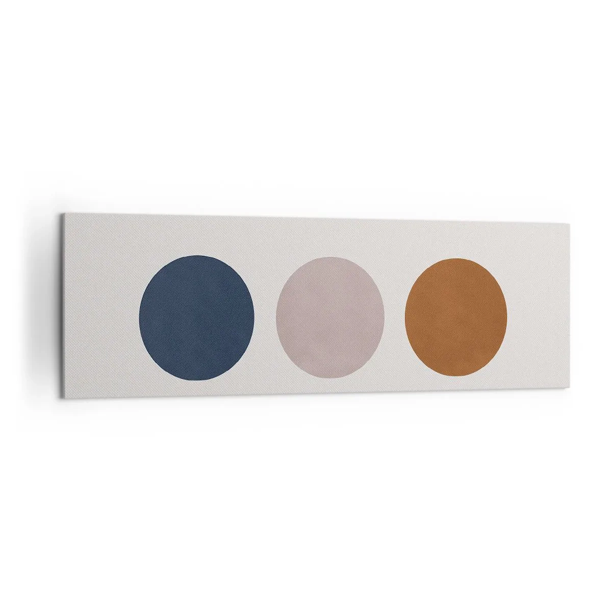 Obraz na płótnie - Minimalistyczna kompozycja z trzema kolorowymi kołami - 160x50cm - Symbol doskonałości - Nowoczesna dekoracja ścienna do salonu i sypialni ARTTOR