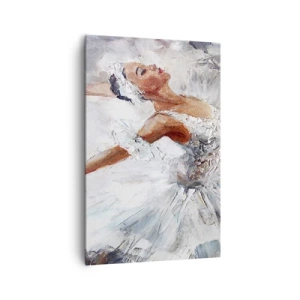 Obraz na płótnie - Baletnica w białej sukni podczas tańca - 80x120cm - Delikatna i lekka jak tiul - Nowoczesna dekoracja ścienna do salonu i sypialni ARTTOR