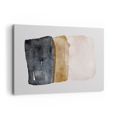 Obraz na płótnie - Minimalistyczna kompozycja trzech prostokątów w ziemistych odcieniach - 100x70cm - Kompozycja barw ziemi - Nowoczesna dekoracja ścienna do salonu, kuchni i sypialni ARTTOR