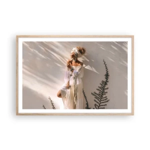 Plakat w ramie jasny dąb - Słońce i dziewczyna - 91x61 cm
