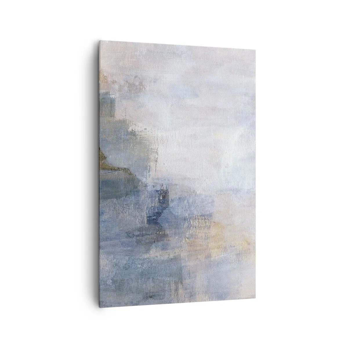 Obraz na płótnie - Subtelne abstrakcyjne plamy w odcieniach błękitu i beżu - 80x120cm - Tony i akordy barw - Nowoczesna dekoracja ścienna do salonu i sypialni ARTTOR