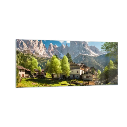 Obraz na szkle - Alpejska sielanka - 100x40 cm