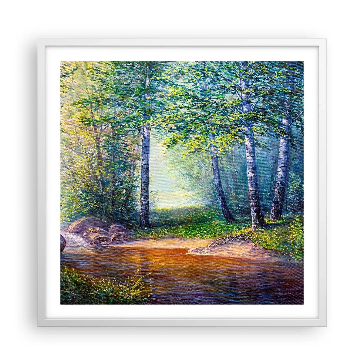 Plakat w białej ramie - Sielankowa sceneria - 60x60 cm