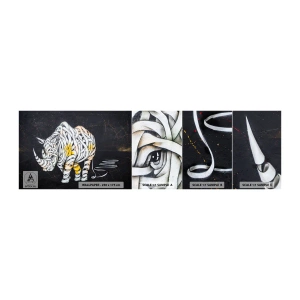 Fototapeta Próbka Samoprzylepna Deluxe Sticker - Gruboskórność to mit - Abstrakcja, Nosorożec, Abstrakcja - 100x30 cm